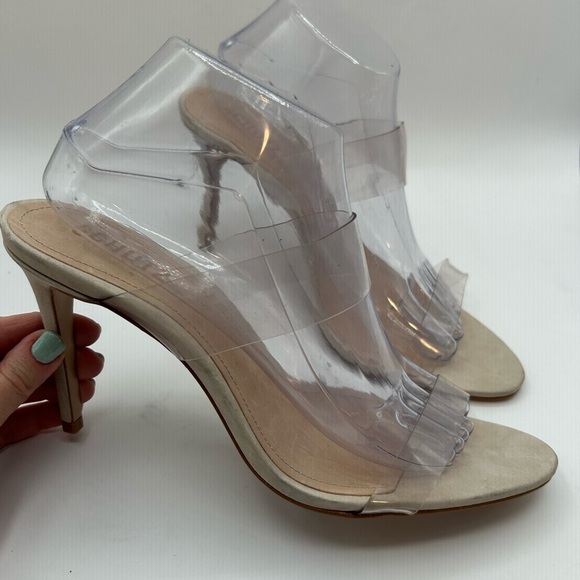SCHUTZ Ariella Sandal |Double Clear Vinyl Straps |stiletto heel | in nude - Picture 6 of 13
